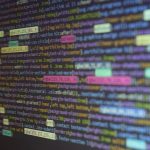 ios app development language with codes on background
