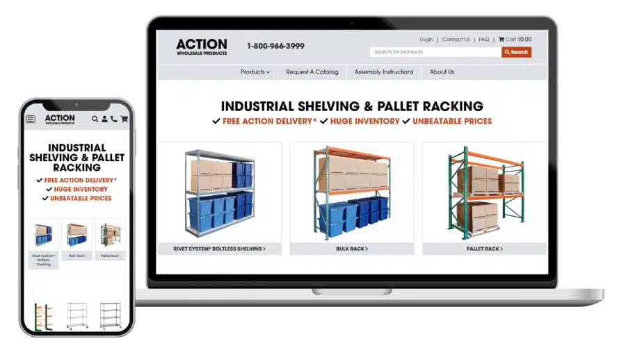 scalable b2b ecommerce website for action wholesale products